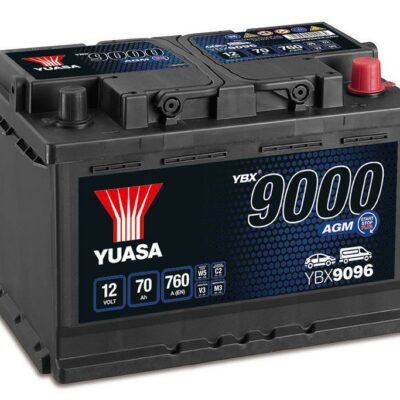 YBX9096 12V 70Ah 760A Yuasa AGM Start Stop Plus Battery